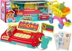 Kinderkasse mit Einkaufskorb und Scanner