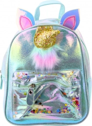 Kinder Rucksack mit Einhorn und beweglichen Konfetti Blau 25cm 4,5L