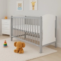 Kinderbett New Baby Elsa weiß‑grau