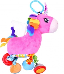 Hängendes Plüschspielzeug Einhorn mit Rassel für den Kinderwagen