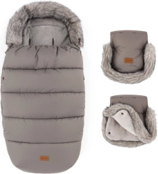 Petite&Mars Winterset: Fußsack Comfy 4-in-1 und Kinderwagenhandschuhe Furry Mocha Mousse