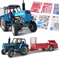 Papiermodell des Traktors ZETOR Crystal 8011 mit Streuer RU-5 1:32