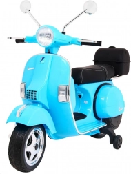 Elektrischer Kinderroller VESPA, blau mit Stützrädern und Audio