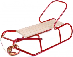Kinder-Metallschlitten mit Rückenlehne Bayo 87 cm rot