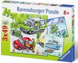 Puzzle Polizei im Einsatz 3×49 Teile RAVENSBURGER