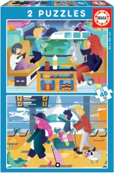 EDUCA Puzzle Reisen 2x48 Teile