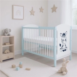 Kinderbett NEW BABY Elsa Zebra weiß‑mint