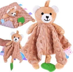 Plenková Schmusehase mit Etiketten und Beißring für Babys – Bär