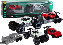 Offroad-Fahrzeug mit Anhänger und Sportwagen-Set