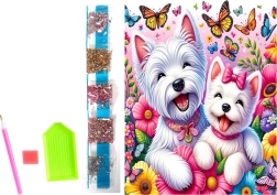 Diamantmalerei auf Leinwand Fröhliche Hündchen 23 × 30 cm