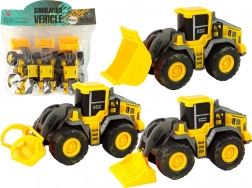 Set von drei gelben Baumaschinen