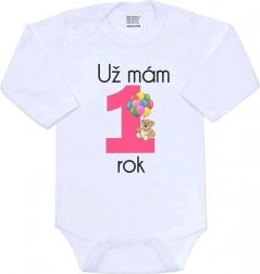 Baby-Body mit Aufdruck New Baby Ich bin schon 1 Jahr alt, rosa