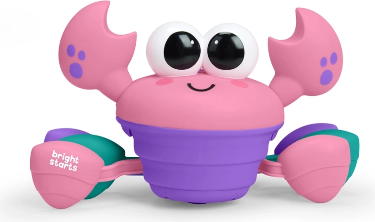 Bright Starts musikalischer und multisensorischer krabbelnder Spielzeugkrabbler Rockin' Crawling Crab, rosa