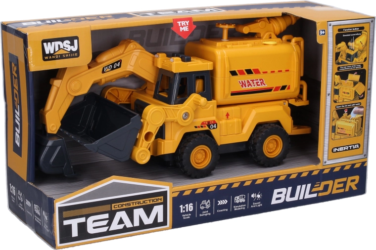Baustellen-Tankwagen mit Soundeffekten und Wasserkanone 26 cm - 1 Stück
