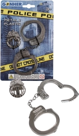 Gonher Polizeiset mit Metallhandschellen und Abzeichen
