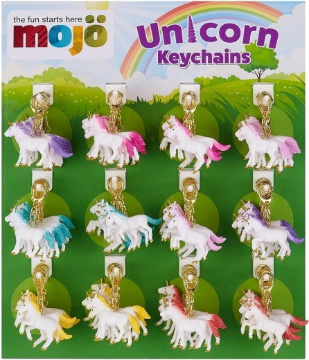 Display mit 72 Einhorn-Schlüsselanhängern