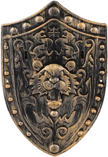 Verzierter Schild mit Löwenmotiv