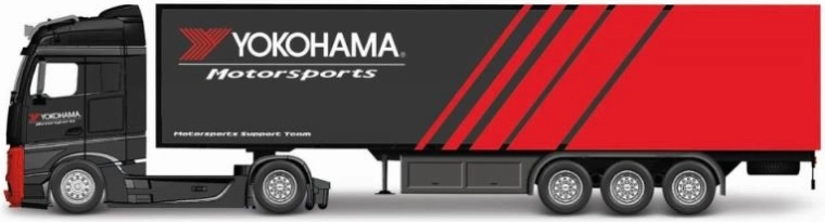 Metallmodell des Lkw Mercedes-Benz Actros mit Anhänger