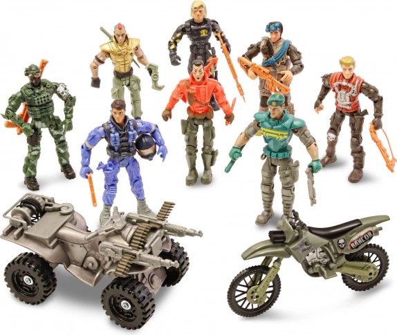 The Corps Soldaten mit Motorrad – Set mit 8 Figuren 11 cm