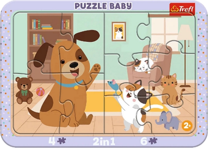 Rahmen-Babypuzzle „Wie Hund und Katze“