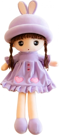 Weiche Plüschpuppe in lila Kleidern mit Rüschen, 45 cm