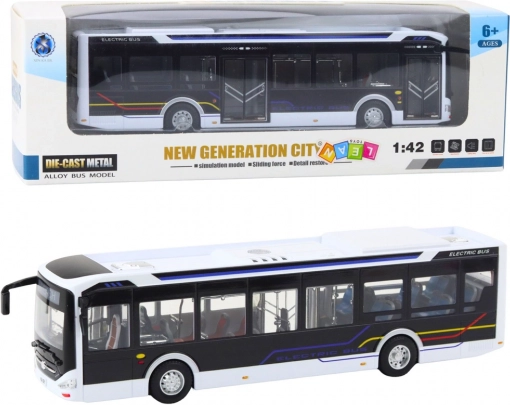 Metall-Stadtbus mit Licht und Sound 1:42 weiß