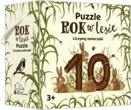 Puzzle Ein Jahr im Wald. Zähle die Tiere