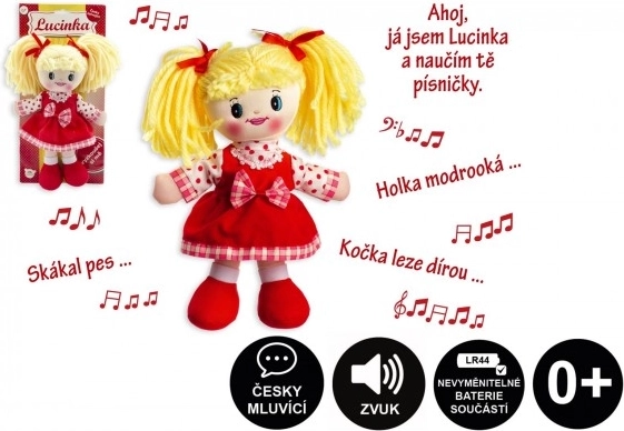 Stoffpuppe Lucinka 30 cm – singt auf Tschechisch