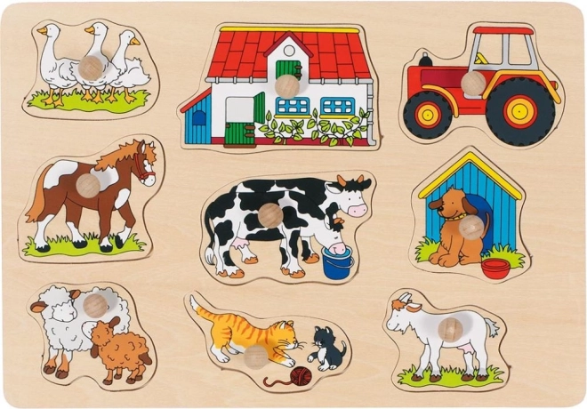 Goki Holzpuzzle mit Griffen Bauernhof II