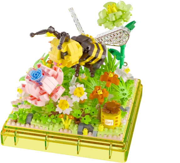 Detailreiche Szene mit Biene und Blumen