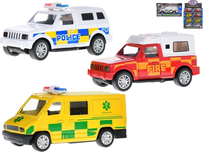 Set aus Metall-Einsatzfahrzeugen 11 cm mit Rückzug