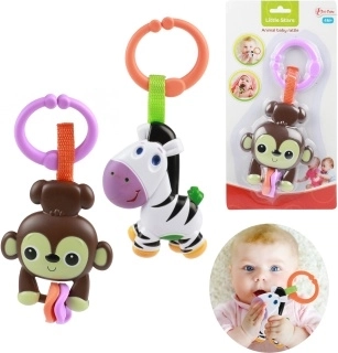 Hängende Rassel und Beißring als Tierfigur mit Clip für Babys – 1 Stück
