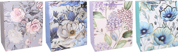 Geschenkpapiertüte L 30 × 40 × 12 cm – Blumendesign