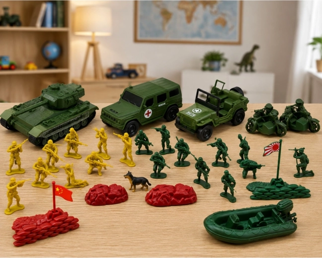 Rollenspiel mit Soldaten und Zubehör