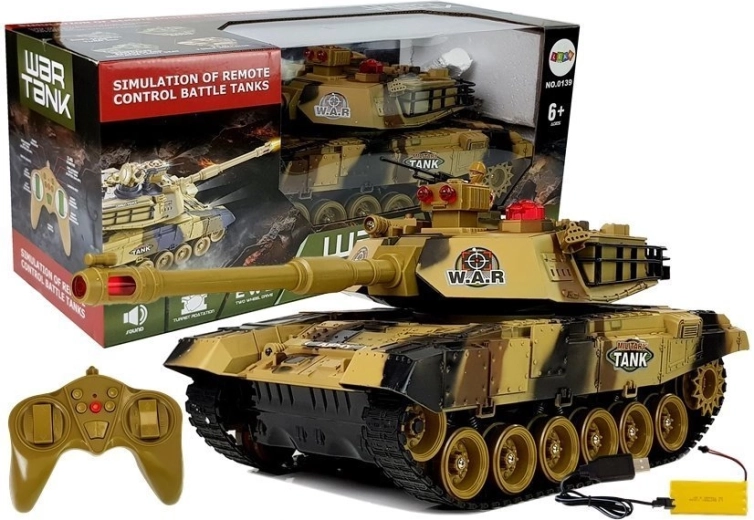 Großer RC-Panzer 2,4 GHz mit Lichtern und Sound, gelb