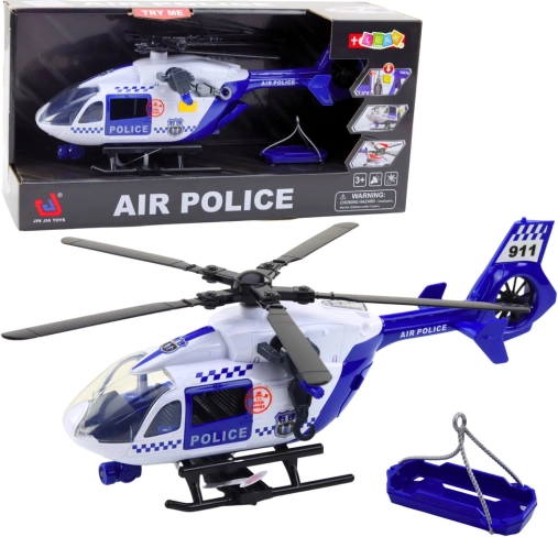 Polizeihelikopter mit Lichtern und Sounds 1:12 mit Haken und Trage