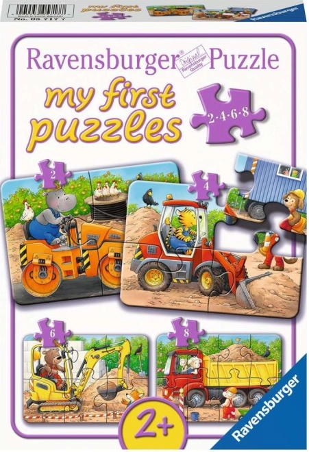 Mein erstes Puzzle Tiere auf der Baustelle 4in1