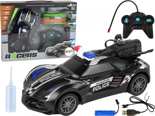 RC-Polizei‑Sportwagen mit Dampfeffekt – Schwarz
