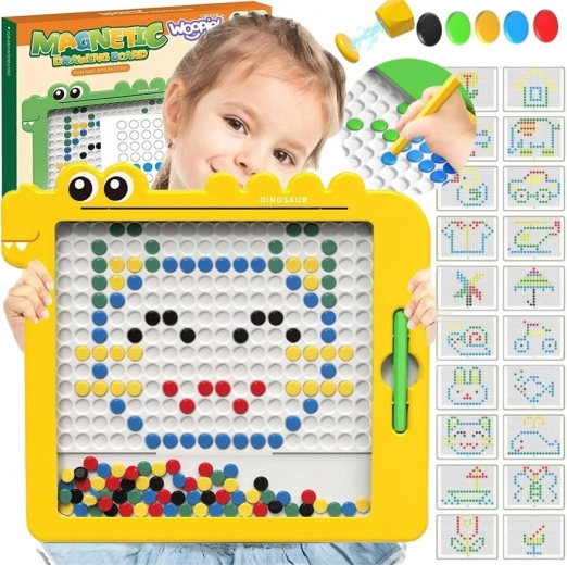 Magnettafel WOOPIE MAGPAD Dinosaurier, Montessori, 110 Magnetknöpfe