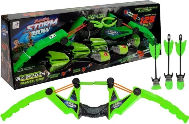 Kinder-Sportbogen mit 3 Pfeilen, grün 58 cm