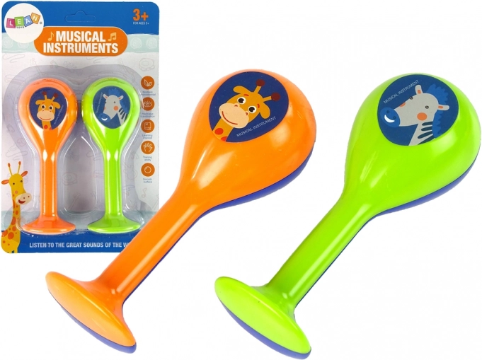Set aus zwei Rasseln Tierchen für Kinder