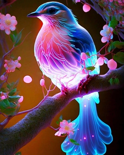 Norimpex Malen nach Zahlen Zauberhafter leuchtender Vogel 40 × 50 cm
