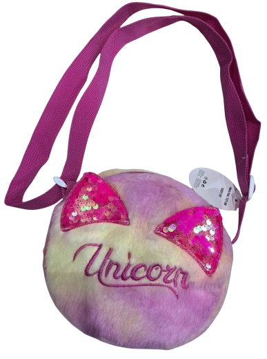 Runde Kinderhandtasche Unicorn mit Pailletten-Ohren