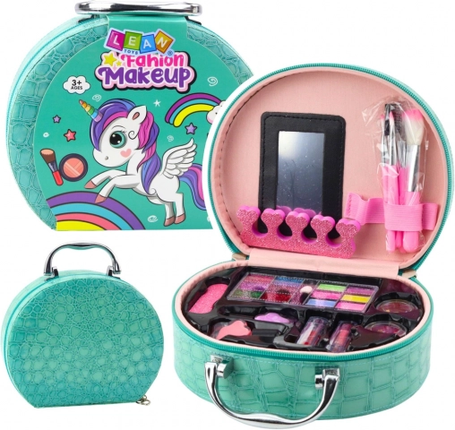 Kinderset für Make-up und Nägel in einer türkisfarbenen Kosmetiktasche