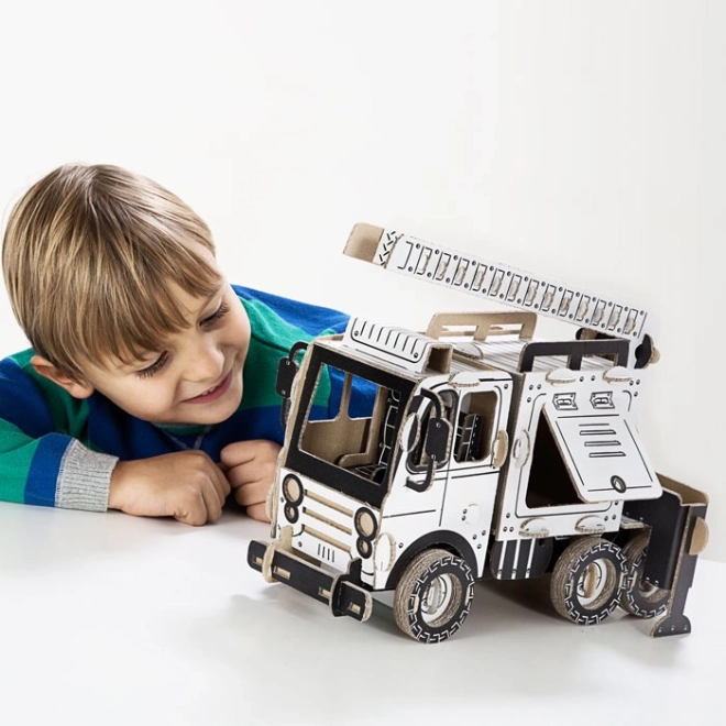 Pappkarton 3D Puzzle Feuerwehr-Löschfahrzeug