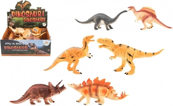 Plastik-Dinosaurierfiguren 16-18 cm mit Mix von Arten, 12 Stk. in Box
