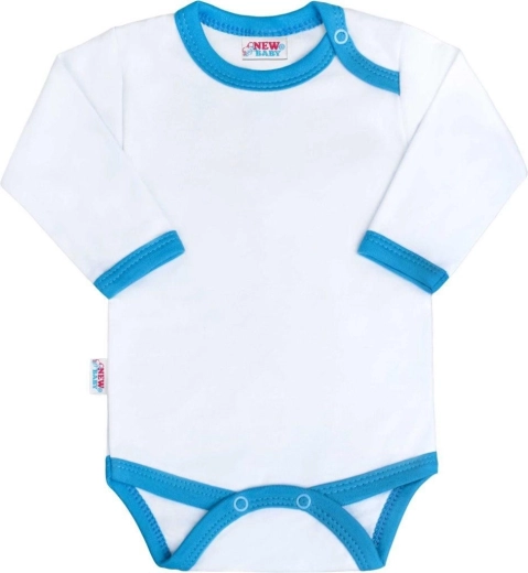 Babybody mit langen Ärmeln und blau-türkisfarbener Einfassung