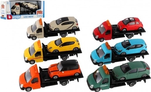 Bburago Abschleppwagen mit Auto 1:43, Metallmodell 21 cm, mehrere Farben