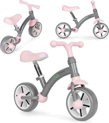 Laufrad ECOTOYS mit EVA-Rädern und verstellbarem Sattel, grau