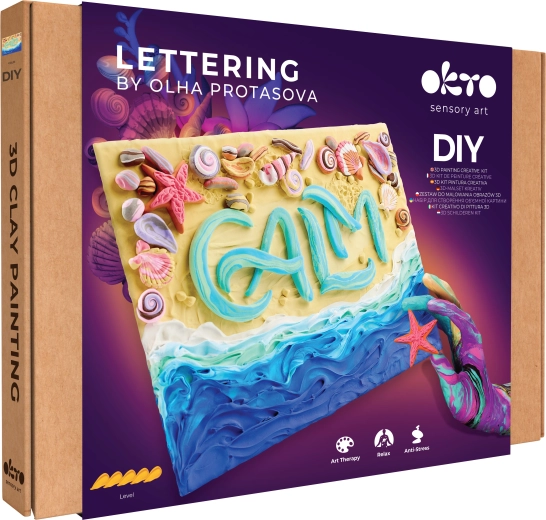 OKTO Lettering Kreativset zum Modellieren & Malen mit Air Clay „CALM“ 30 × 40 cm